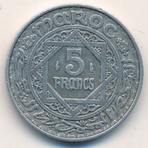 Morocco, 5 francs, 1951