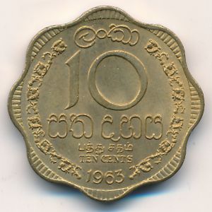 Ceylon, 10 cents, 1963