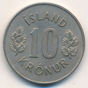 Iceland, 10 kronur, 1970