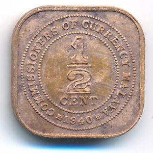 Стрейтс-Сетлментс, 1/2 цента (1940 г.)
