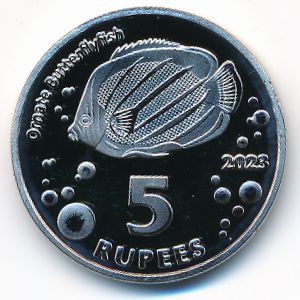 Кокосовые острова., 5 рупий (2023 г.)