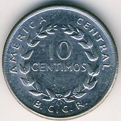 Costa Rica, 10 centimos, 1953–1967