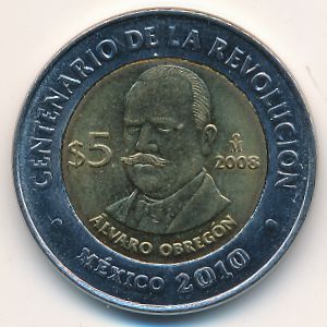 Мексика, 5 песо (2010 г.)
