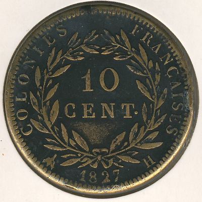 French Colonies, 10 centimes, 1827