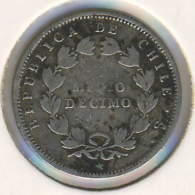 Chile, 1/2 decimo, 1851–1859