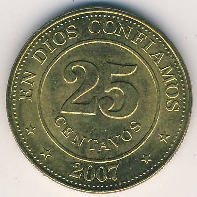 Никарагуа, 25 сентаво (2007–2014 г.)