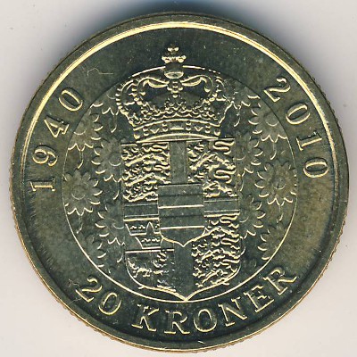 Denmark, 20 kroner, 2010