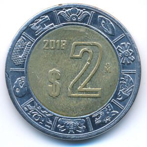Мексика, 2 песо (2018 г.)