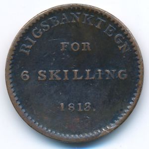Denmark, 6 скиллингов, 