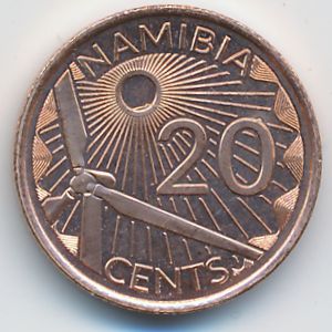 Намибия, 20 центов (2025 г.)