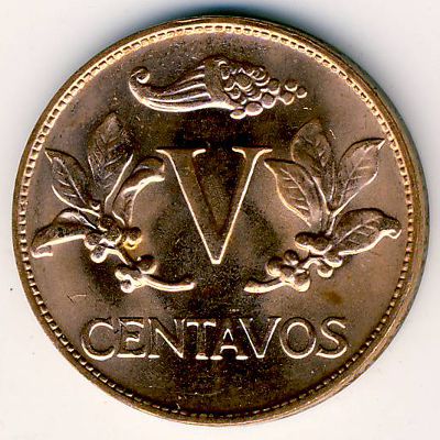 Colombia, 5 centavos, 1967–1979