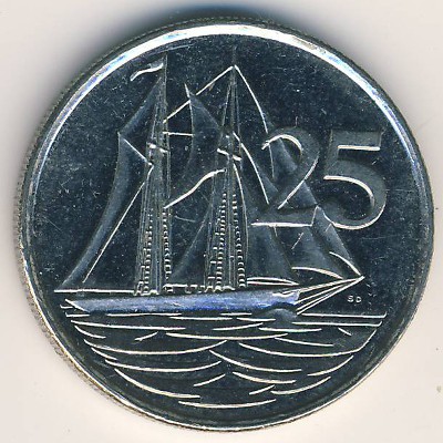 Cayman Islands, 25 cents, 1999–2017