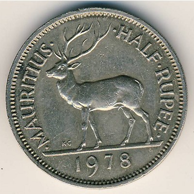 Mauritius, 1/2 rupee, 1960–1978