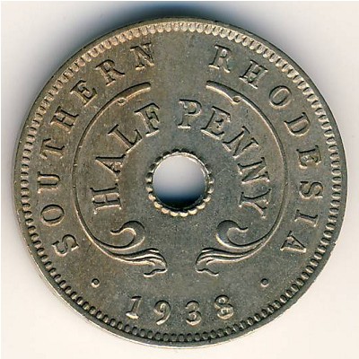 Southern Rhodesia, 1/2 penny, 1938–1939