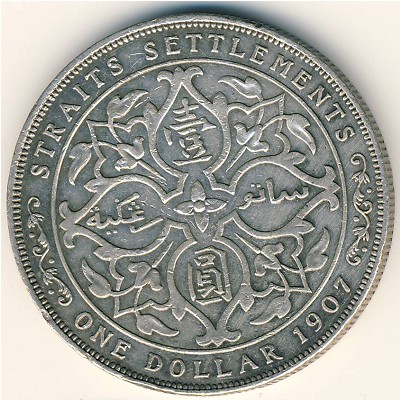 Straits Settlements, 1 dollar, 1907–1909