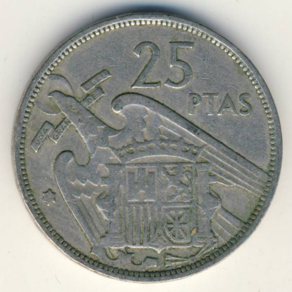 Испания, 25 песет (1957 г.)