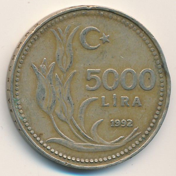 Турция, 5000 лир (1992 г.)