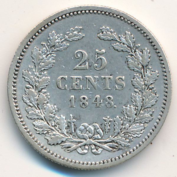 Нидерланды, 25 центов (1848 г.)