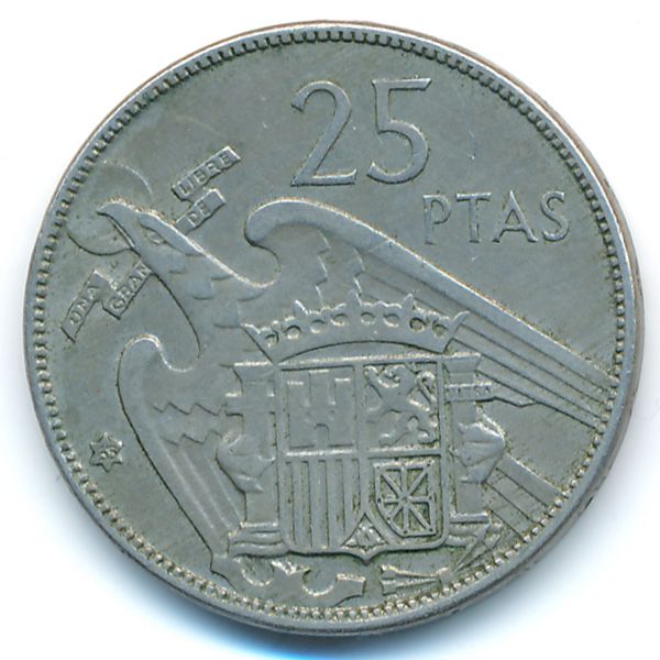 Испания, 25 песет (1957 г.)