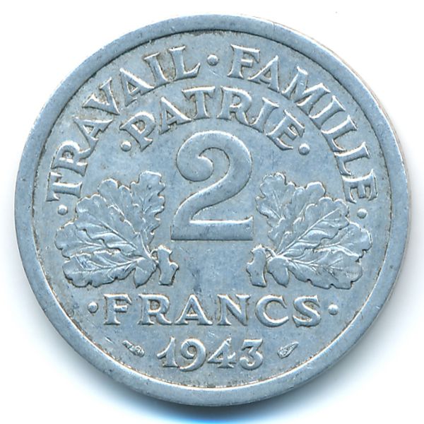 Франция, 2 франка (1943 г.)