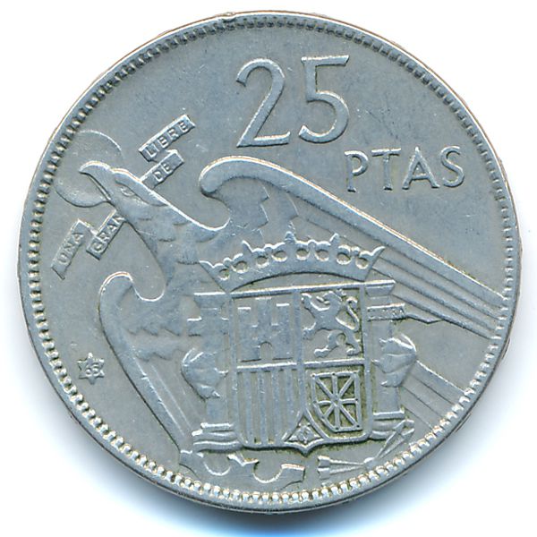 Испания, 25 песет (1957 г.)