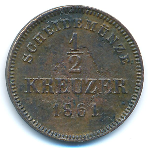 Вюртемберг, 1/2 крейцера (1861 г.)
