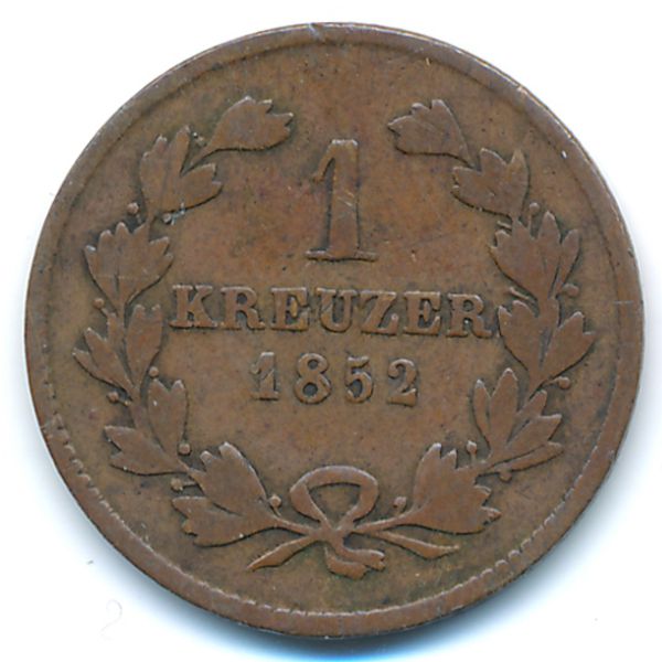 Баден, 1 крейцер (1852 г.)