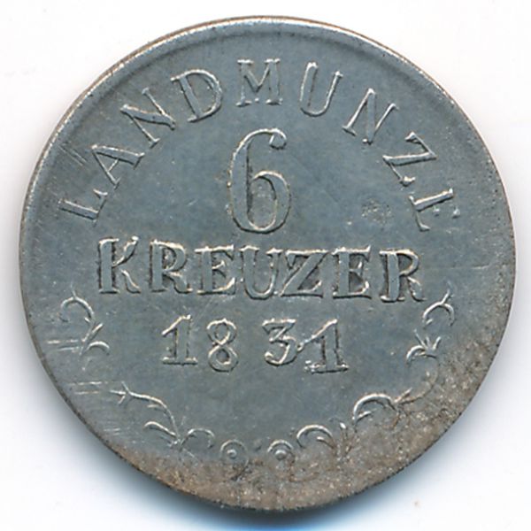 Саксен-Мейнинген, 6 крейцеров (1831 г.)