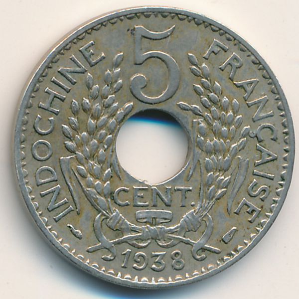 Французский Индокитай, 5 центов (1938 г.)