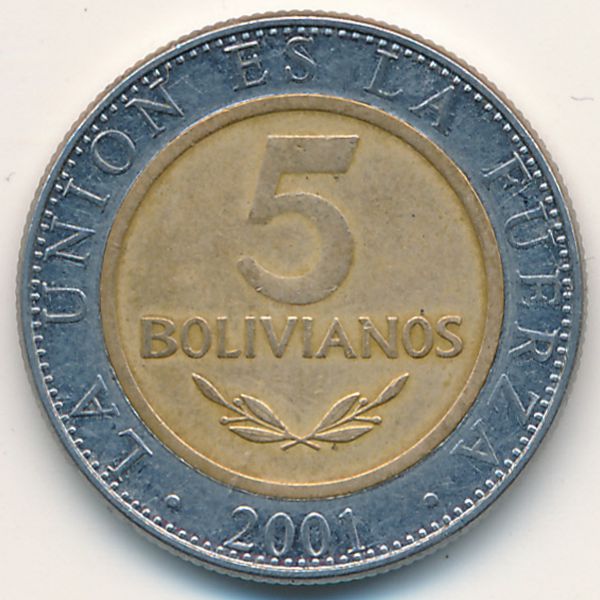 Боливия, 5 боливиано (2001 г.)