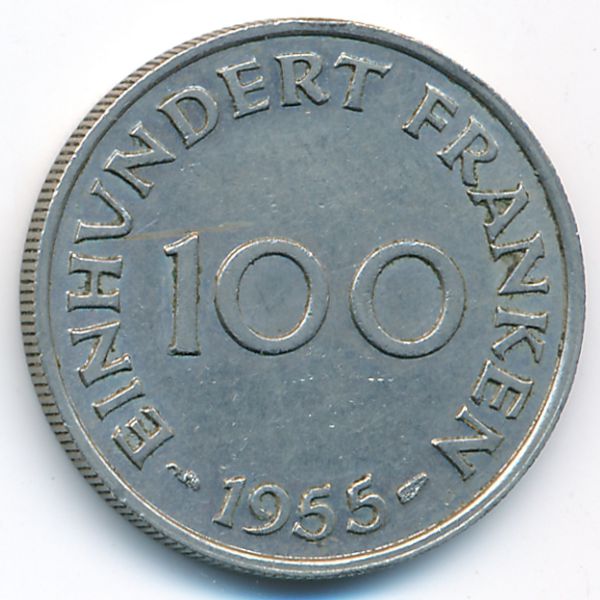 Саар, 100 франков (1955 г.)