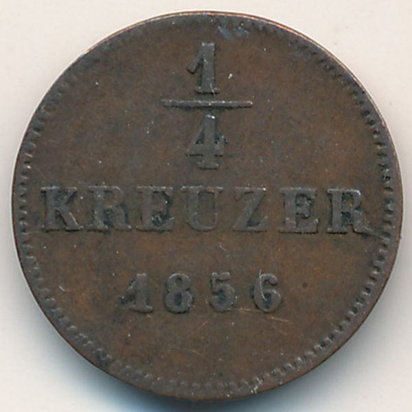 Шварцбург-Рудольфштадт, 1/4 крейцера (1856 г.)