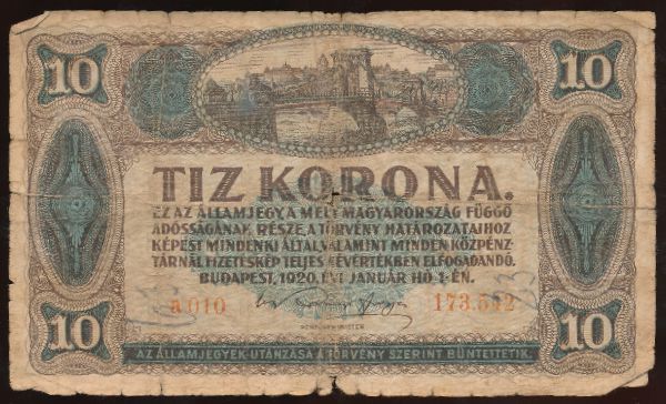 Венгрия, 10 крон (1920 г.)