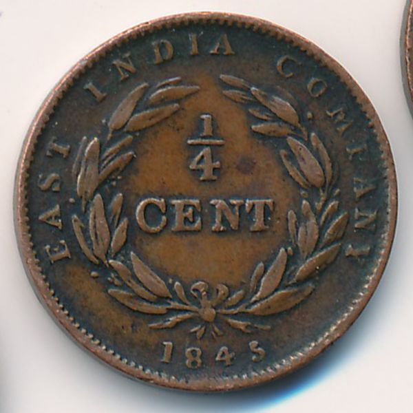 Стрейтс-Сетлментс, 1/4 цента (1845 г.)