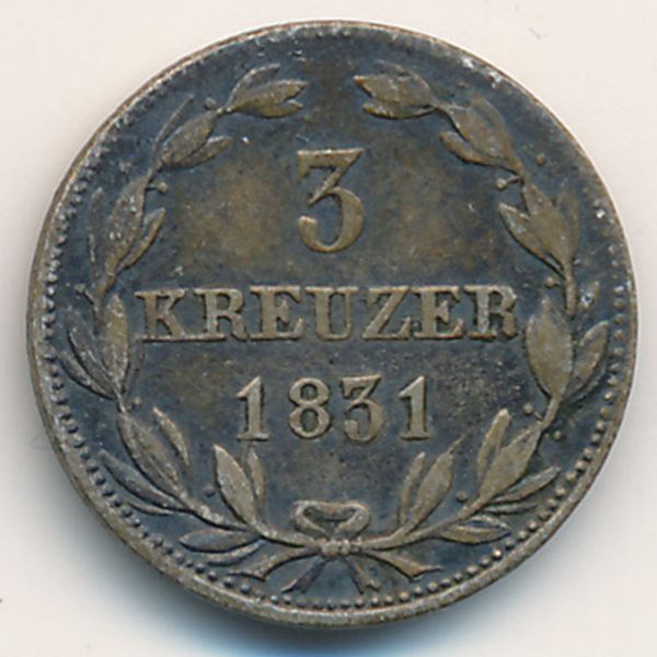Нассау, 3 крейцера (1831 г.)