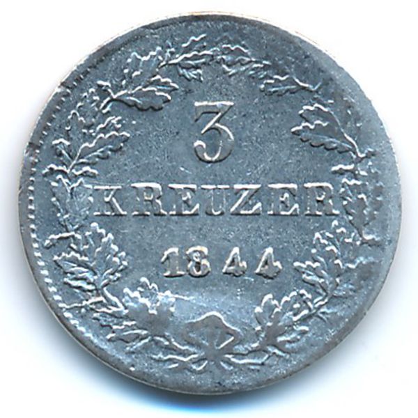 Нассау, 3 крейцера (1844 г.)
