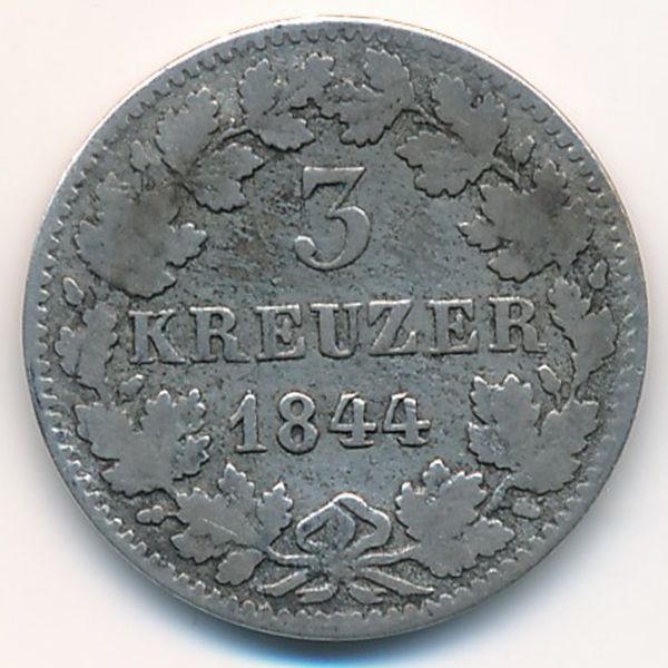 Баден, 3 крейцера (1844 г.)