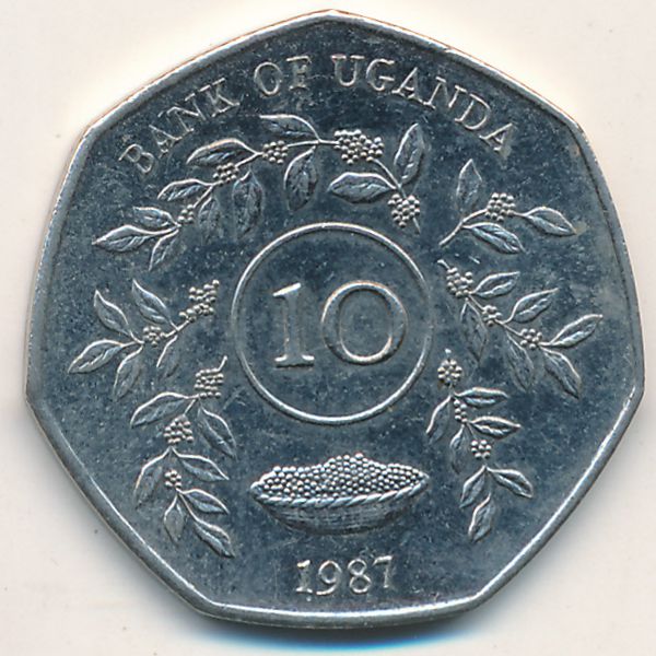 Уганда, 10 шиллингов (1987 г.)