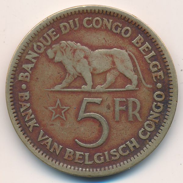 Бельгийское Конго, 5 франков (1937 г.)