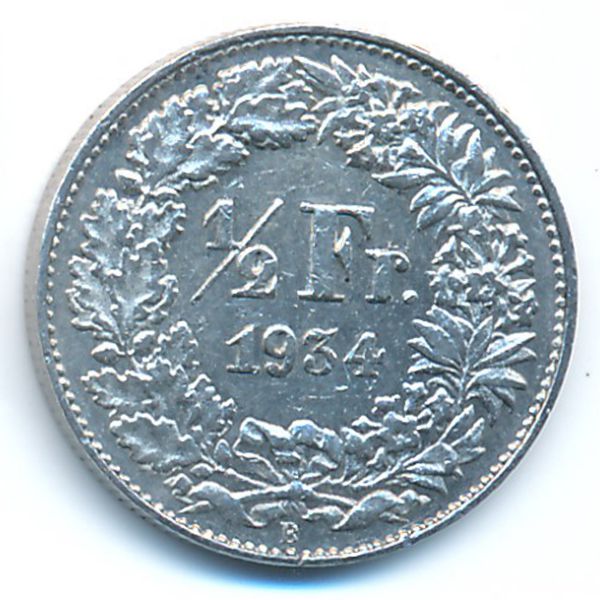 Швейцария, 1/2 франка (1934 г.)