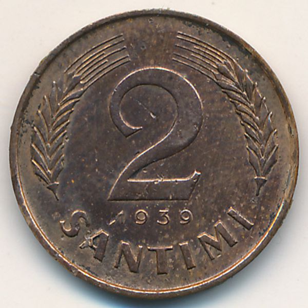 Латвия, 2 сантима (1939 г.)