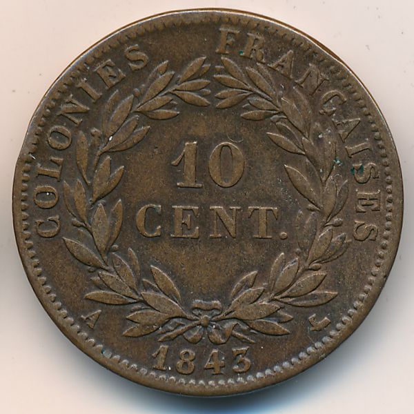 Французские колонии, 10 сентим (1843 г.)