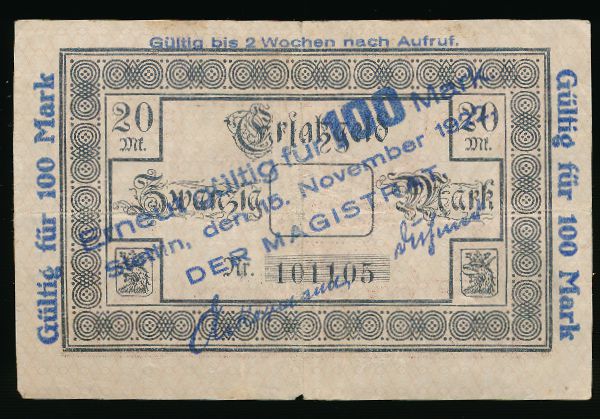Щецин., 100 марок (1922 г.)
