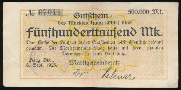 Хаг., 500000 марок (1923 г.)