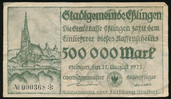 Эслинген-ам-Неккар., 500000 марок (1923 г.)