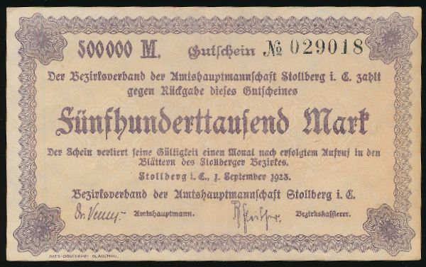 Штольберг., 500000 марок (1923 г.)