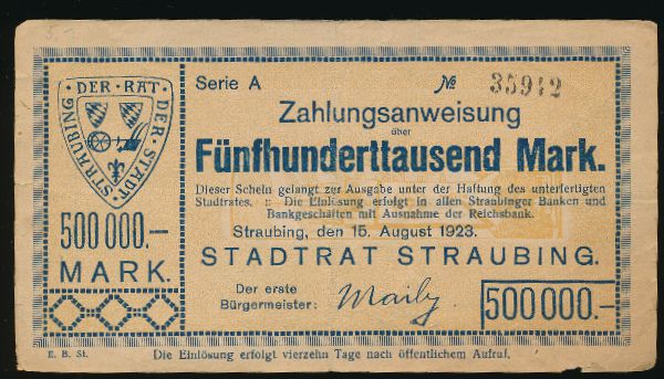 Штраубинг., 500000 марок (1923 г.)