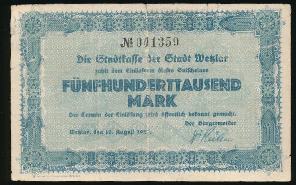 Вецлар., 500000000 марок (1923 г.)