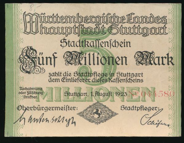 Штутгарт., 5000000 марок (1923 г.)