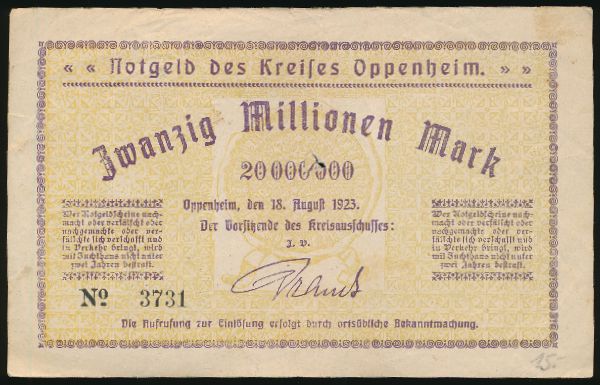 Оппенхайм., 20000000 марок (1923 г.)
